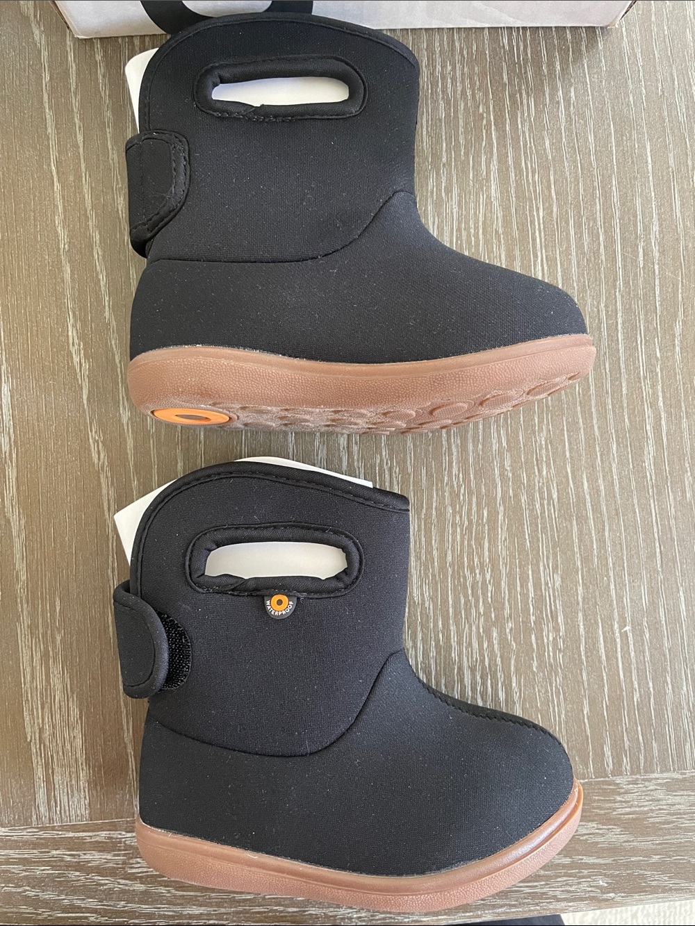 Toddler Black Winter Boot with Brown Sole